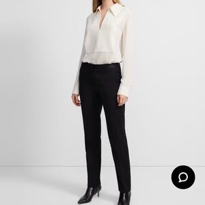 Theory Cream Popover Silk Shirt